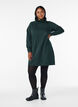 Short sweatshirt dress with high collar and pockets, Green, Model image number 1