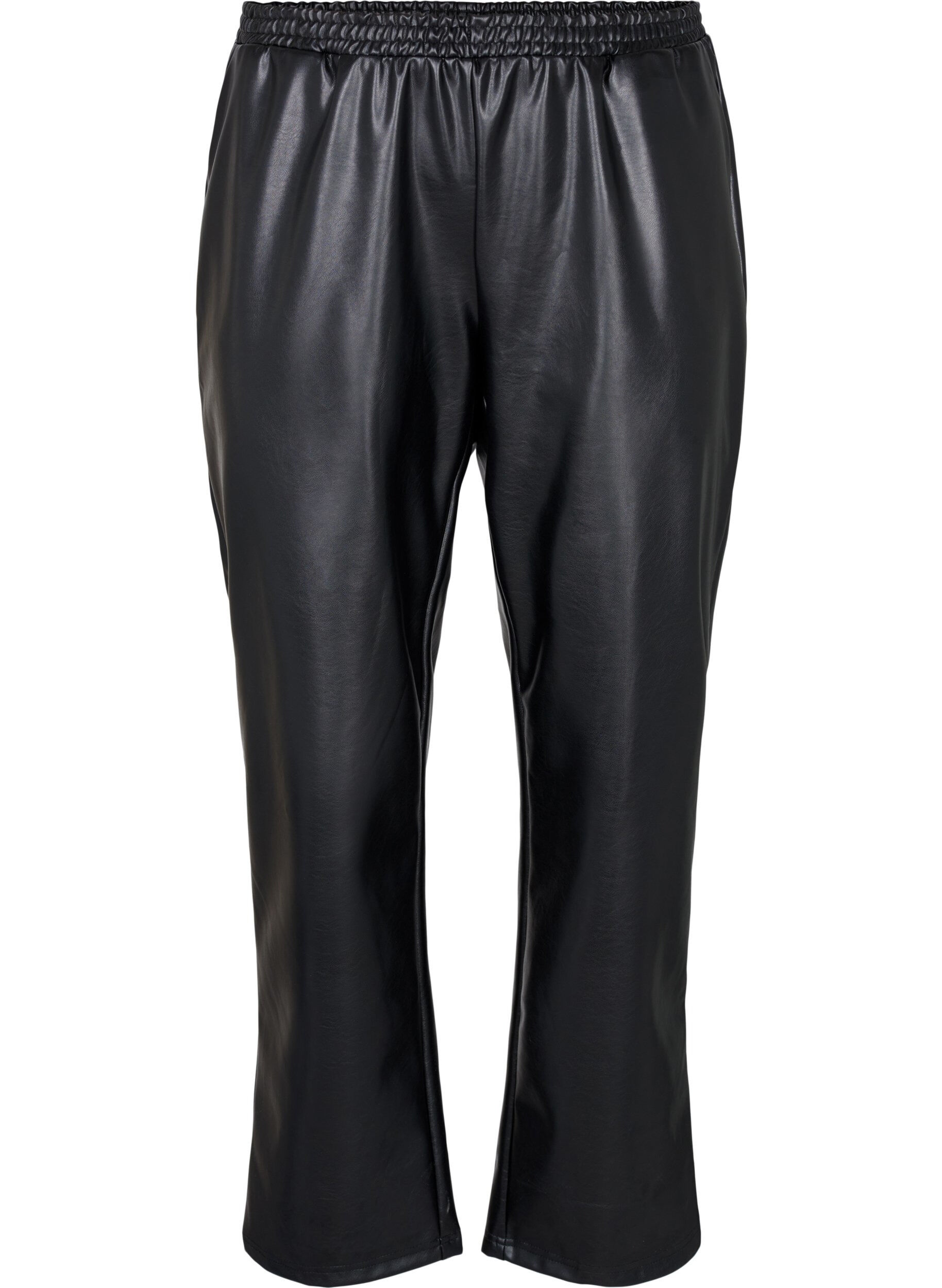 Zizzifashion Faux leather trousers with pockets, Black, Packshot image number 0