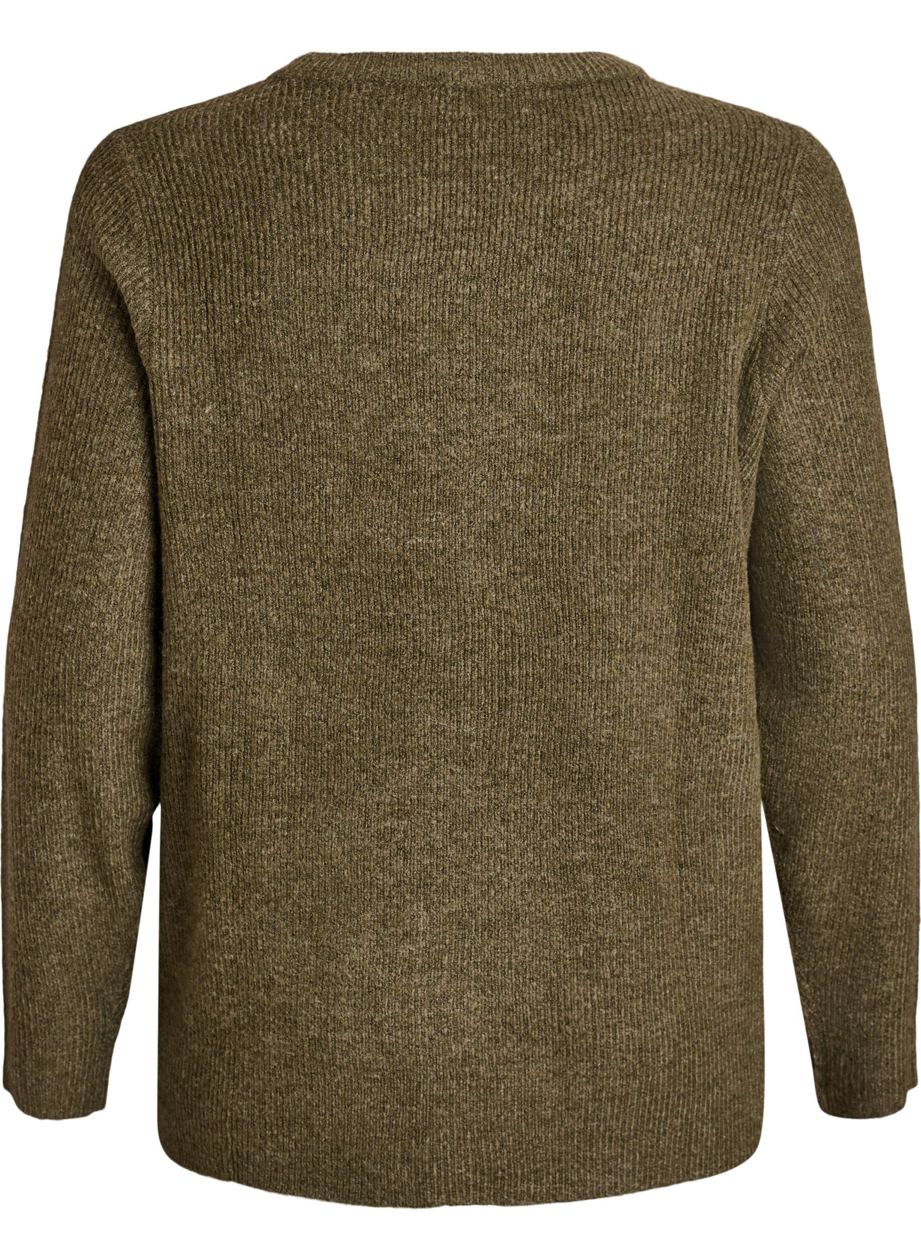 Zizzifashion Melange knit blouse with round neck, Green, Packshot image number 1