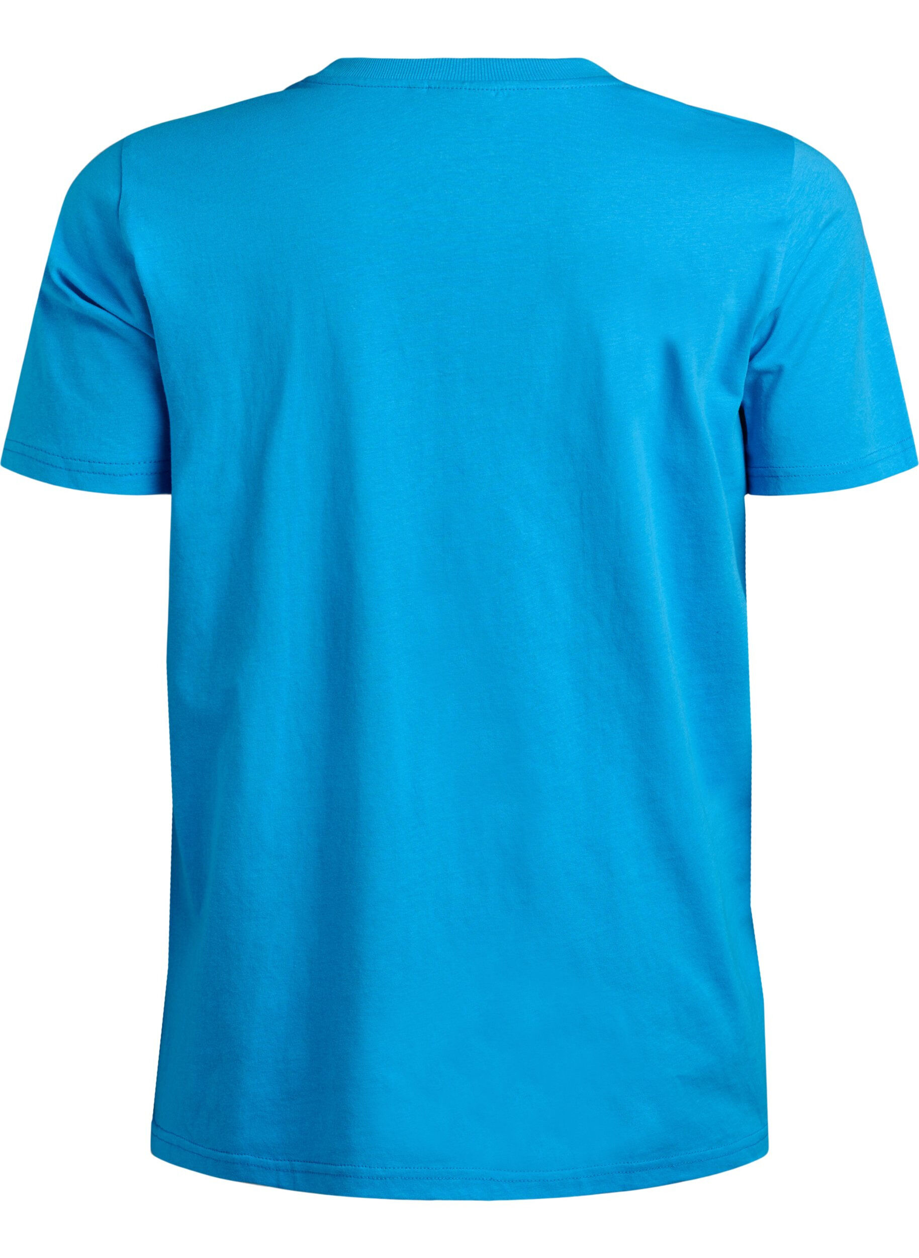 Zizzifashion Basic cotton T-shirt with round neck, Blue, Packshot image number 1