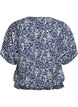Blouse with short sleeves and a ruffled hem, Blue, Packshot image number 1