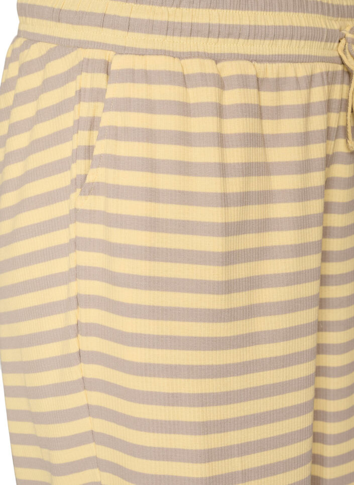Striped pyjama bottoms with a high waist and wide legs, Yellow, Packshot image number 2