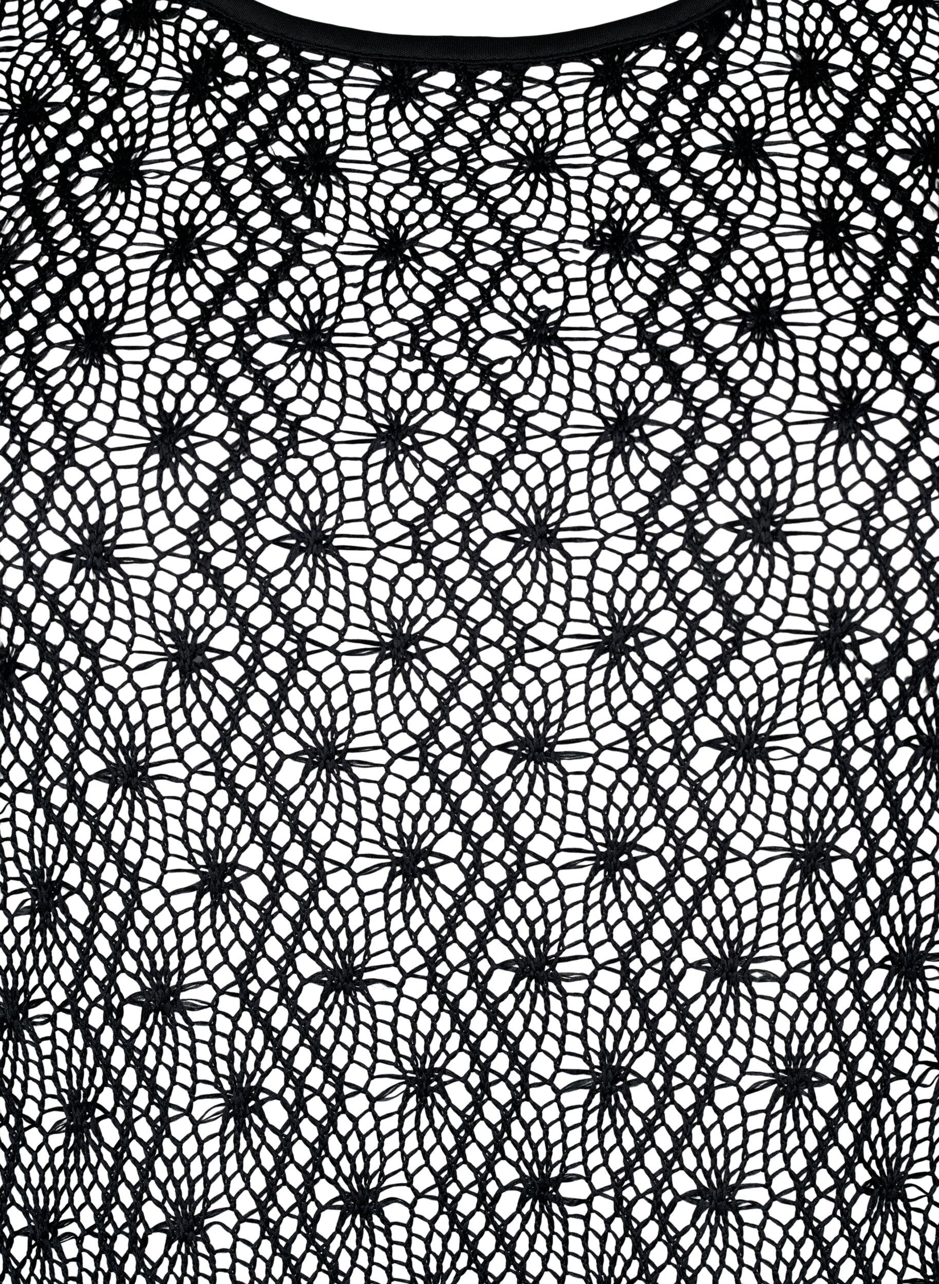 Zizzifashion Crochet dress with long sleeves, Black, Packshot image number 2