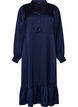 Satin dress with long sleeves and V-neck, Blue, Packshot image number 0