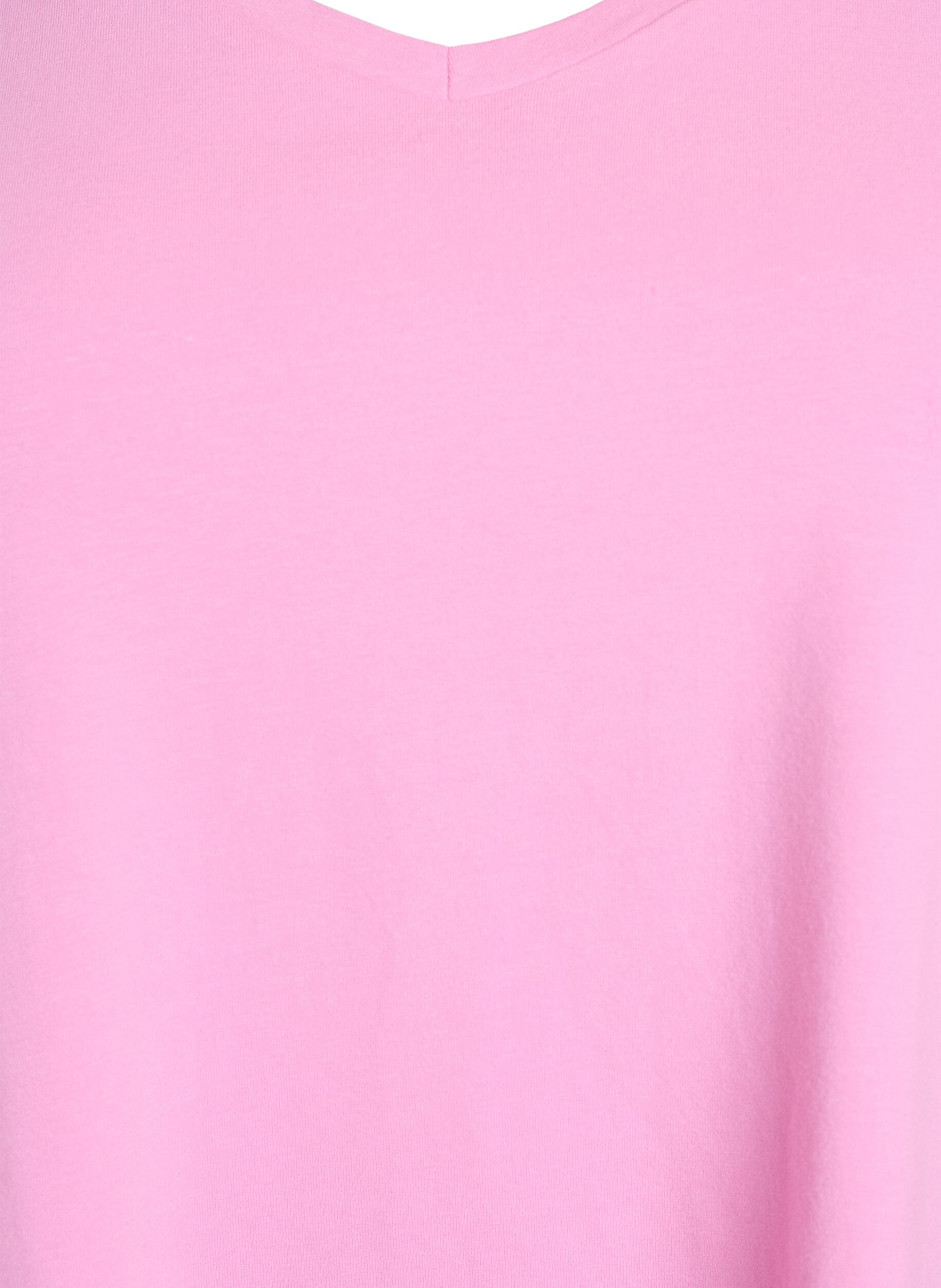 Zizzifashion Solid coloured basic t-shirt in cotton, Pink, Packshot image number 2