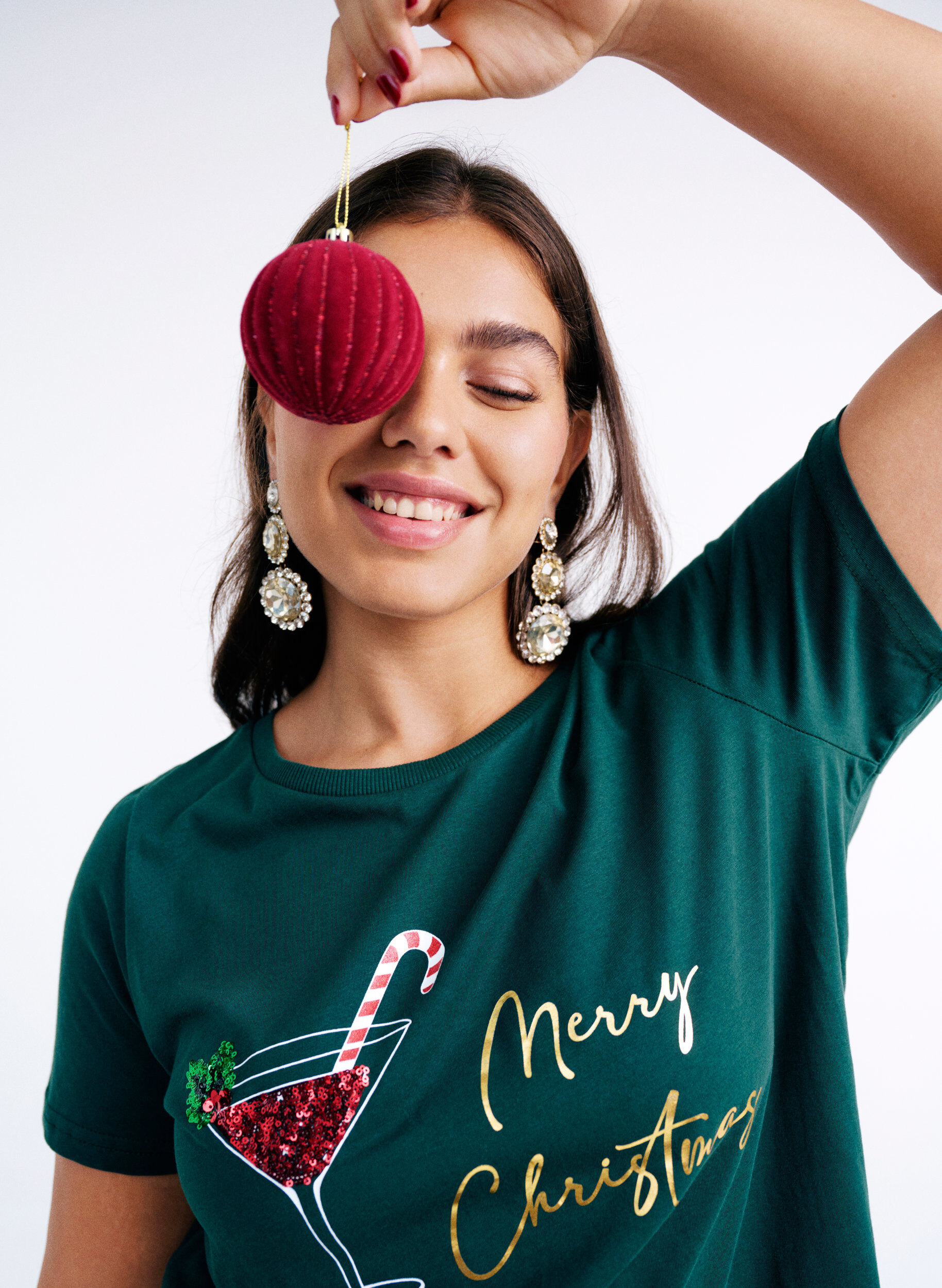 ZizzifashionChristmas t-shirt in organic cotton, Green, Image image number 0
