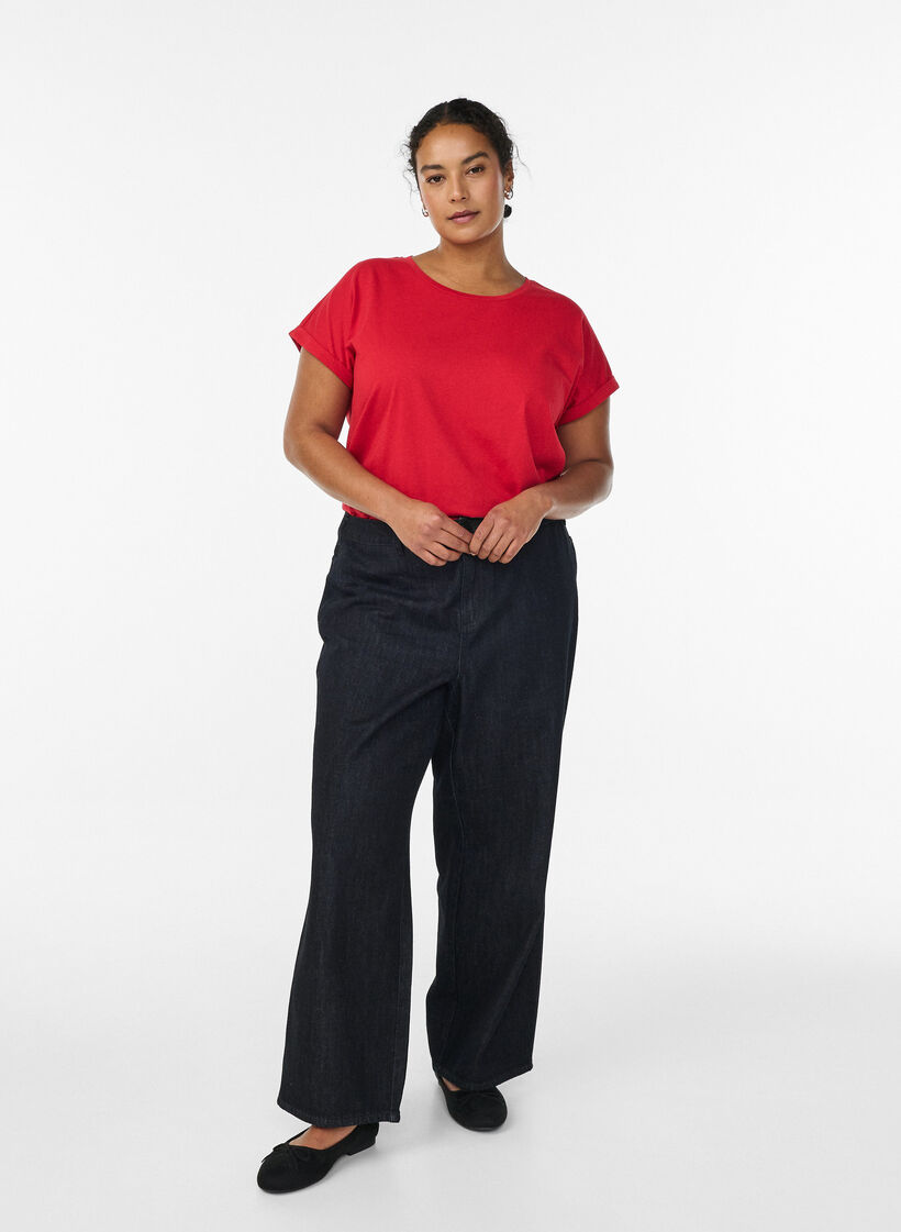 Short sleeved cotton blend t-shirt, Red, Model image number 1