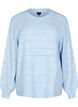 Knitted blouse with round neck and lace pattern, Cashmere Blue Mel., Packshot image number 0