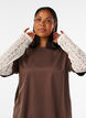 Loose t-shirt with long lace sleeves, Brown, Model image number 3