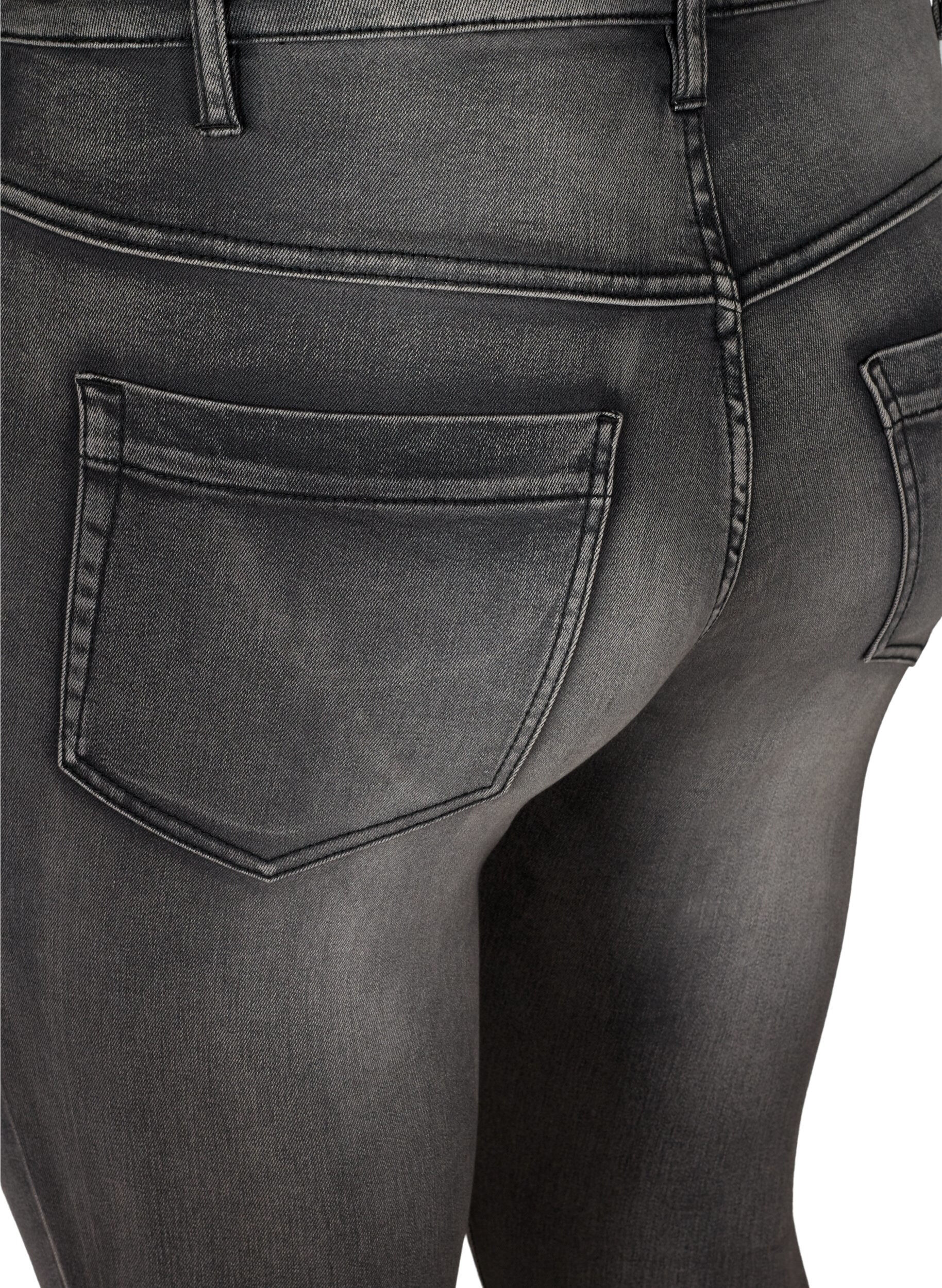 Zizzifashion Super slim Amy jeans with high waist, Dark Grey Denim, Packshot image number 3