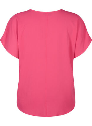 Short sleeved blouse with round neckline, Raspberry Sorbet, Packshot image number 1