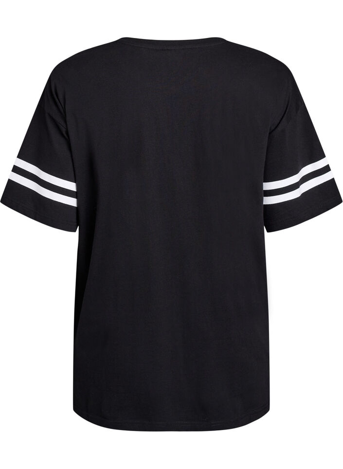 Sporty oversized college T-shirt, Black, Packshot image number 1