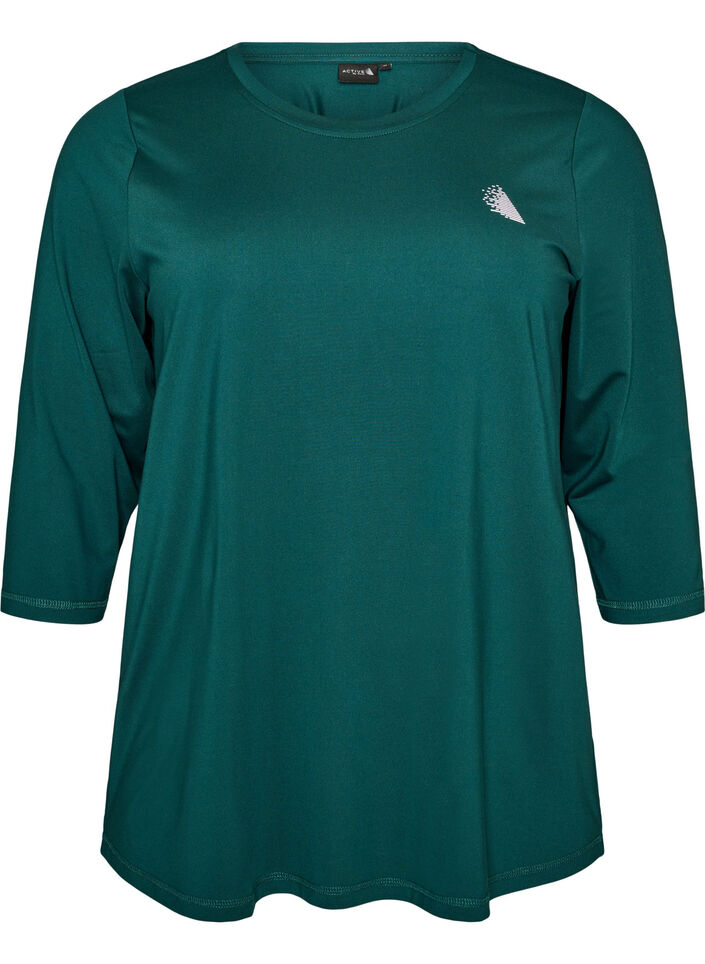 Sports top with 3/4 sleeves, Green, Packshot image number 0