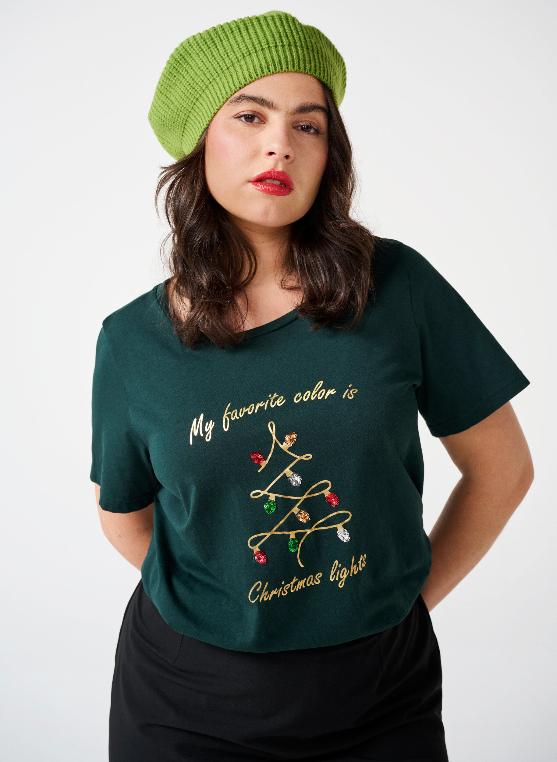 Zizzifashion Christmas t-shirts in 100% cotton, Scarab w. Tree, Image image number 0