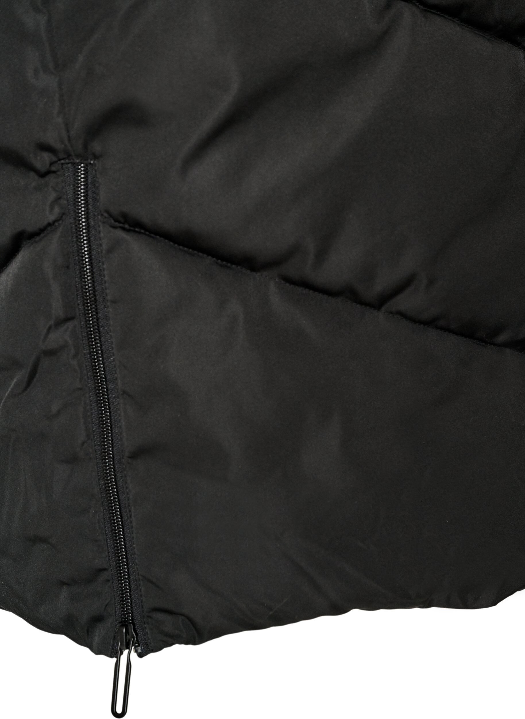 Zizzifashion Long puffer coat with hood and pockets, Black, Packshot image number 3