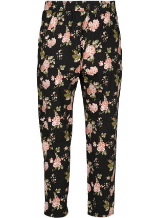 Pyjama bottoms , Black w. Flower, Packshot image number 1
