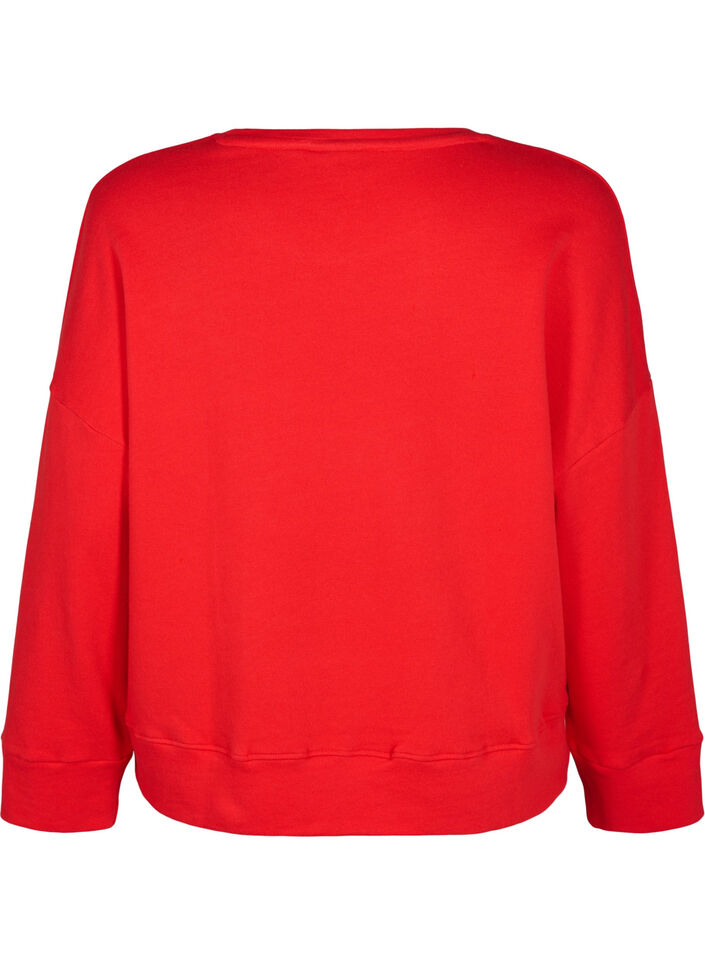 Sweatshirt with embossed text design, Red, Packshot image number 1