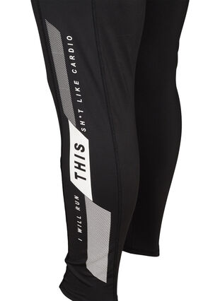 Cropped sports leggings with print, Black, Packshot image number 3