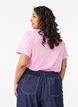 T-shirt with button detail, Pink, Model image number 2