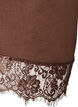 T-shirt with asymmetric lace hem, Brown, Packshot image number 3