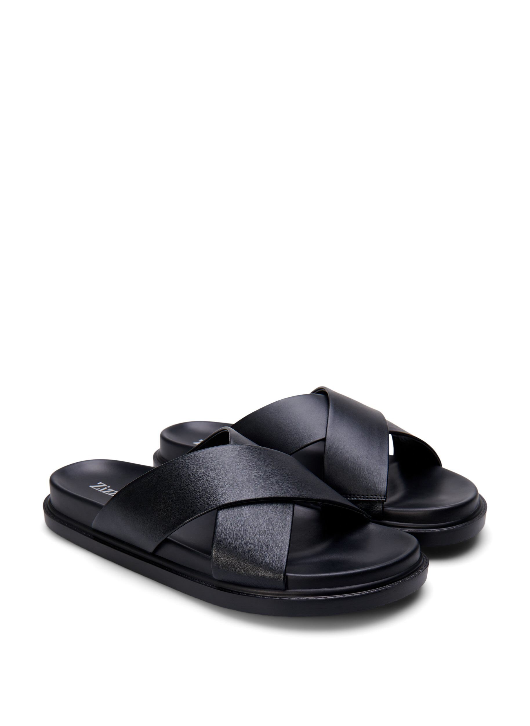 Zizzifashion Wide fit sandal with crossed straps, Black, Packshot image number 1