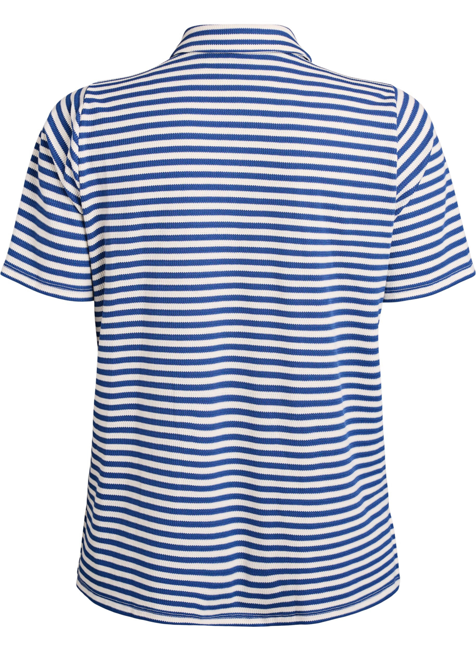 Zizzifashion Short sleeve polo shirt with stripes, Blue, Packshot image number 1