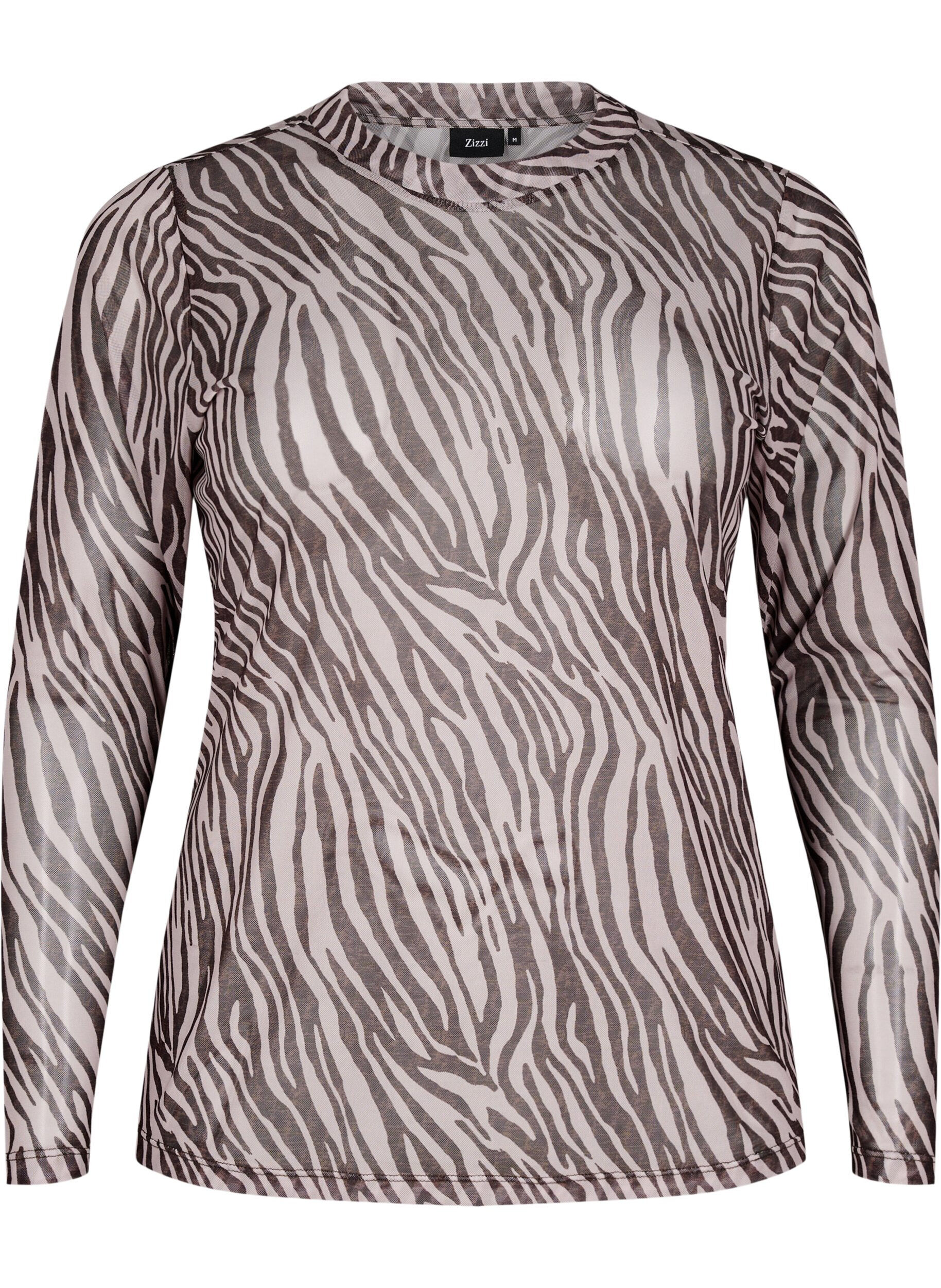 ZizzifashionMesh top with zebra print, Black, Packshot image number 0