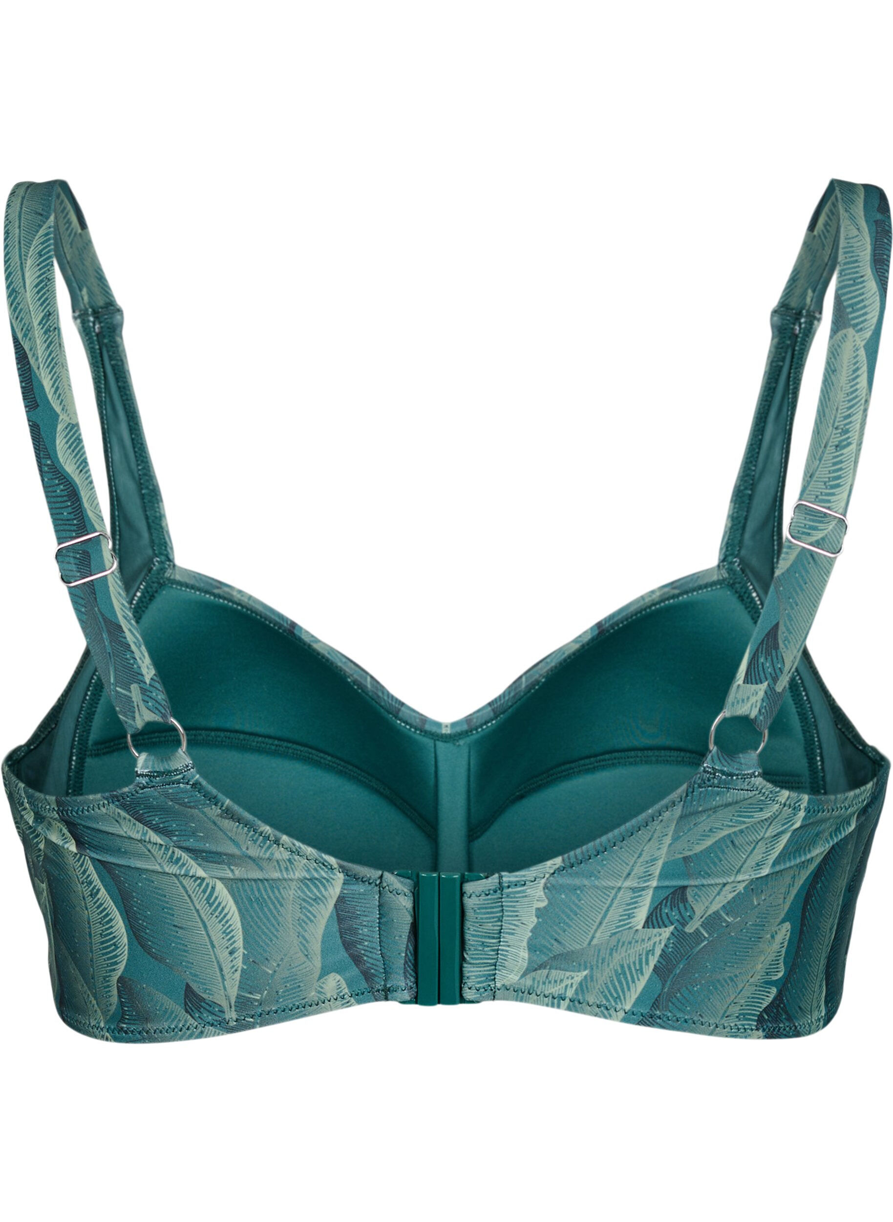 Zizzifashion Padded bikini top with print, Green, Packshot image number 1
