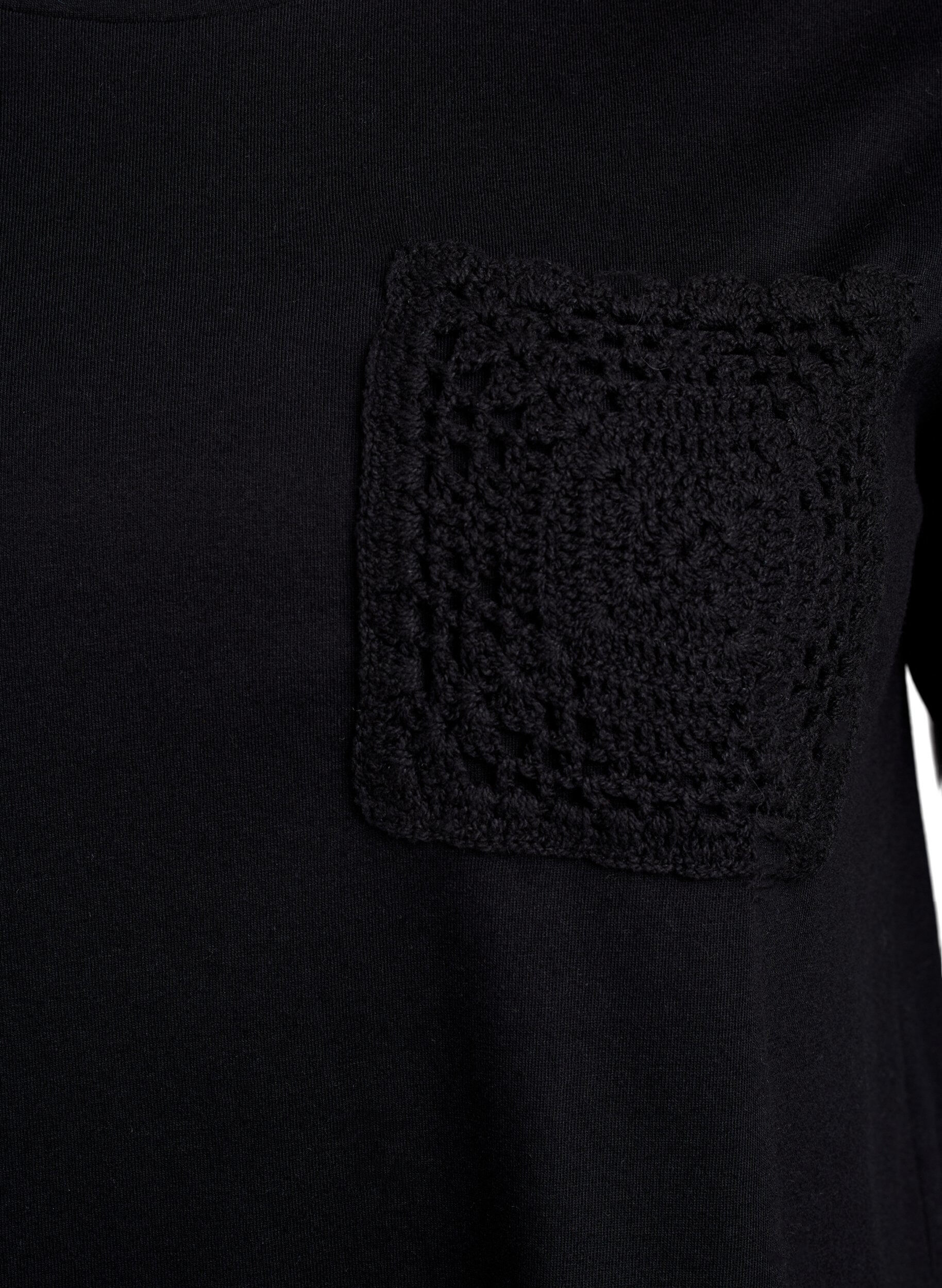 Zizzifashion T-shirt in organic cotton with chest pocket, Black, Packshot image number 2