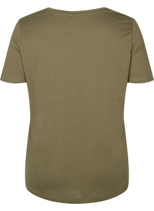 Short-sleeved printed cotton t-shirt, Ivy Green/Unique, Packshot image number 1