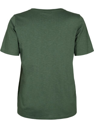 Short-sleeved basic t-shirt with v-neck, Thyme, Packshot image number 1