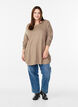 Knitted blouse with side buttons, Beige, Model image number 1