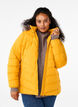 Short puffer jacket with hood, Yellow, Model image number 0