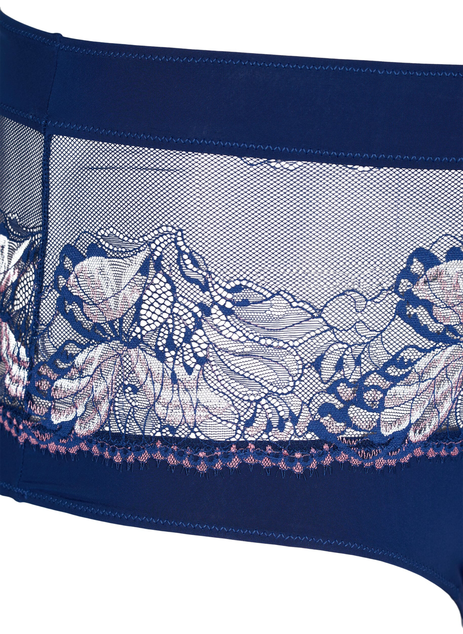 Zizzifashion Hipster panty with lace and regular waist, Medieval Blue, Packshot image number 2