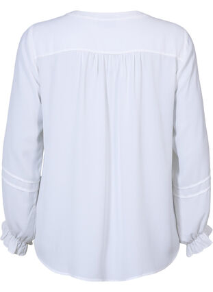 Top with long sleeves and button closure, Bright White, Packshot image number 1