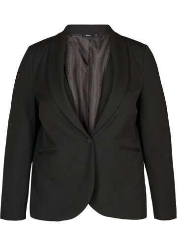 Classic blazer with shoulder pads, Black, Packshot image number 0