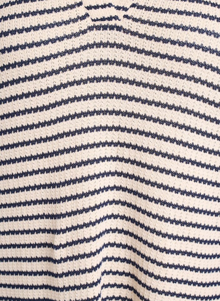 Striped jersey blouse with a collar and V-neck, Beige, Packshot image number 2