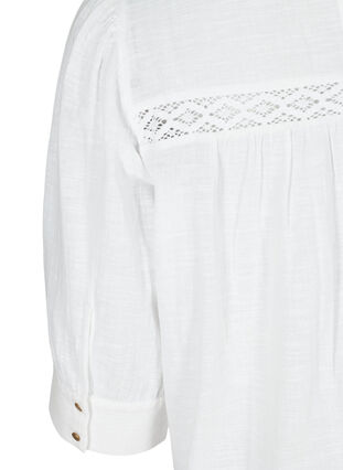Tunic with 3/4-length sleeves and lace, Bright White, Packshot image number 3