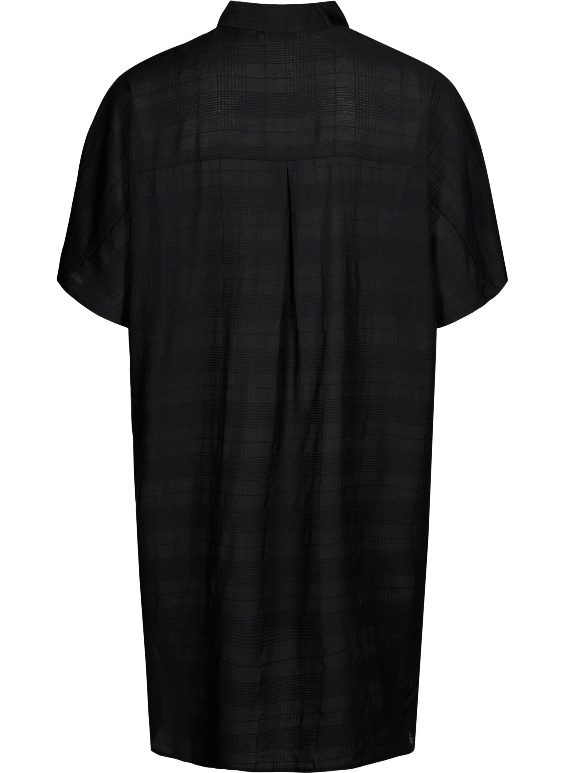 Zizzifashion Long shirt in viscose with texture, Black, Packshot image number 1