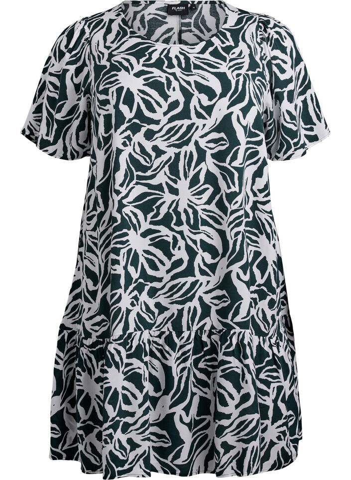 FLASH - Dress in viscose with cutline, Green, Packshot image number 0