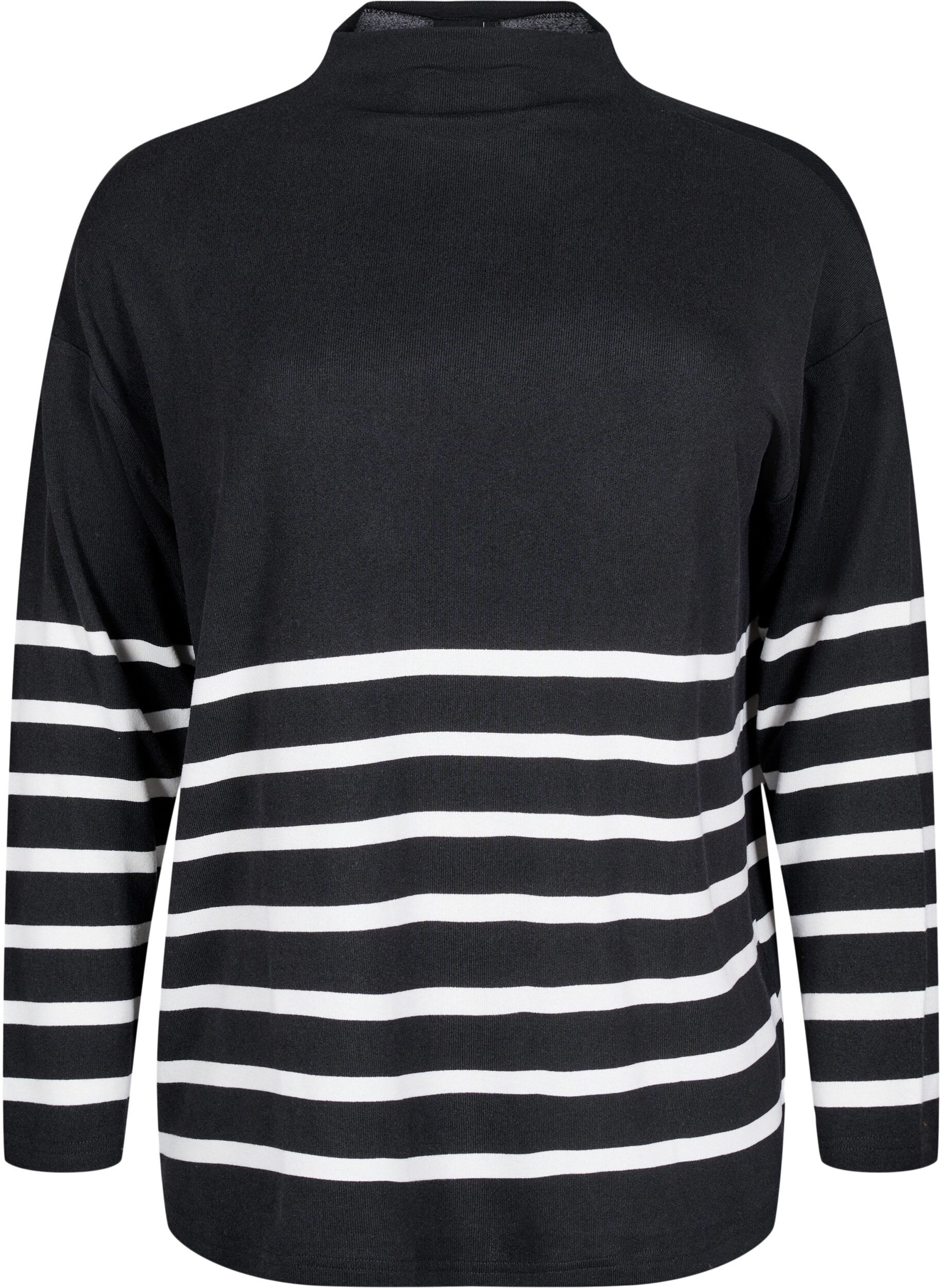 Zizzifashion Blouse with a high neck and long sleeves, Black, Packshot image number 0