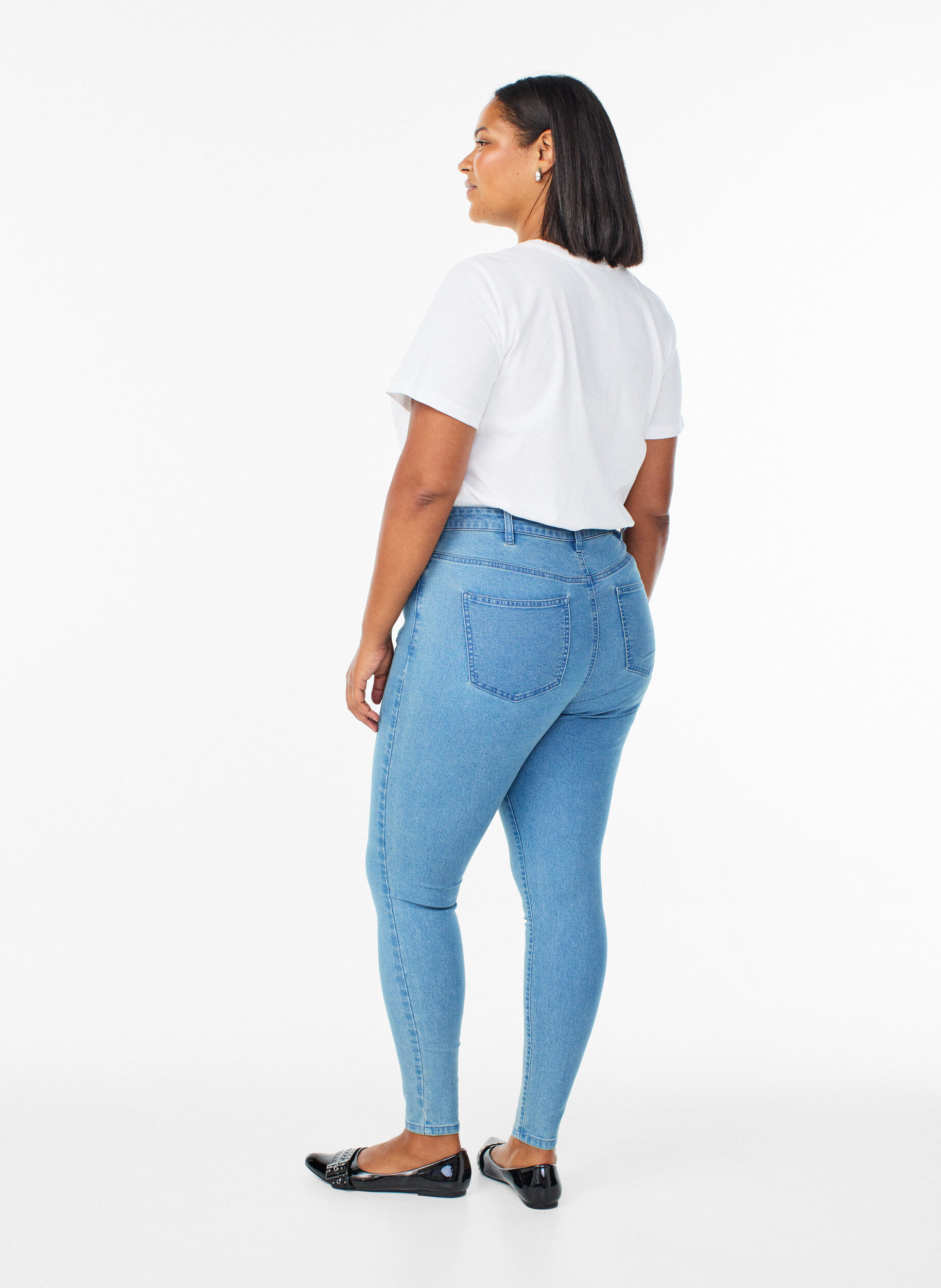 Zizzifashion Amy high-waisted super slim fit jeans, Light Blue, Model image number 1