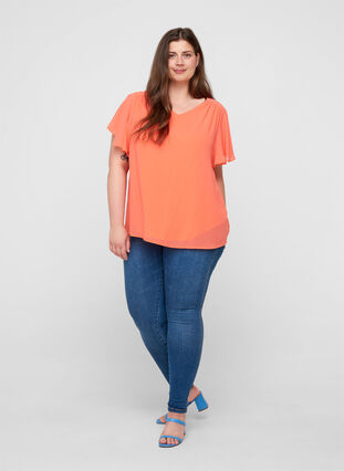 Short-sleeved blouse, Living Coral, Model image number 2