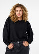 Long-sleeved blouse with an openwork pattern, Black, Model image number 0