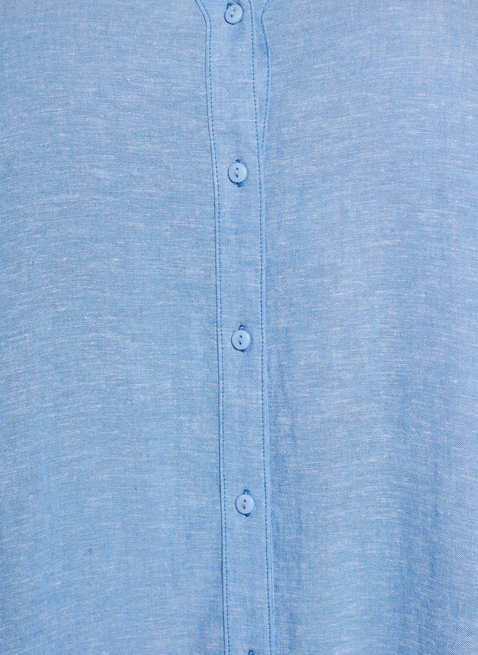 Zizzifashion Long shirt in linen and viscose, Blue, Packshot image number 2