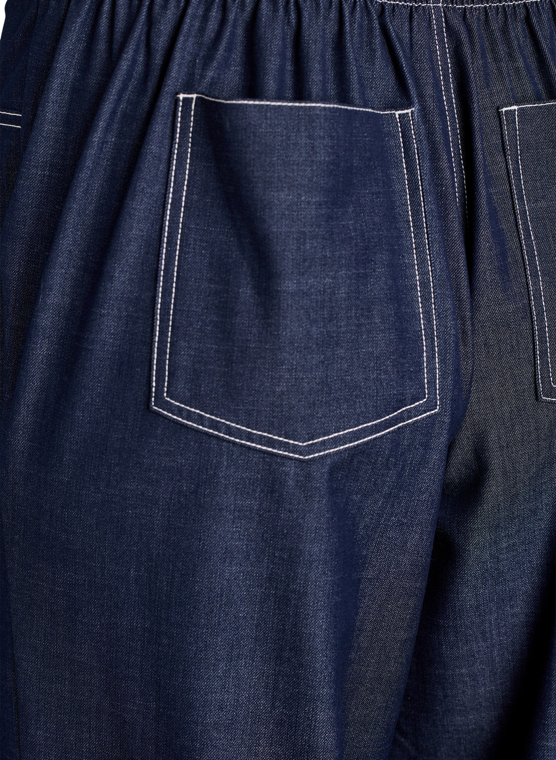 Zizzifashion Denim-look trousers with contrast stitching, Blue, Packshot image number 3