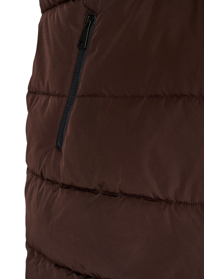 Long vest with hood and pockets, Brown, Packshot image number 3