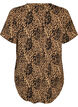 Blouse with short sleeves and v-neck, Brown, Packshot image number 1