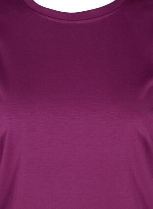 Sweat blouse with rounded neckline and balloon sleeves, Dark Purple, Packshot image number 2