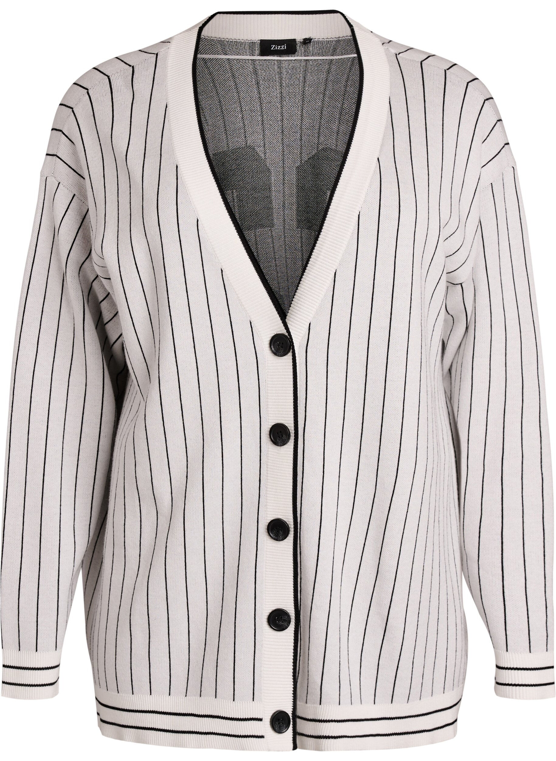 Knitted cardigan with stripes and a back motif